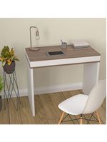 Escrivaninha artany mind com tampo duplo basculante - ipê/branco