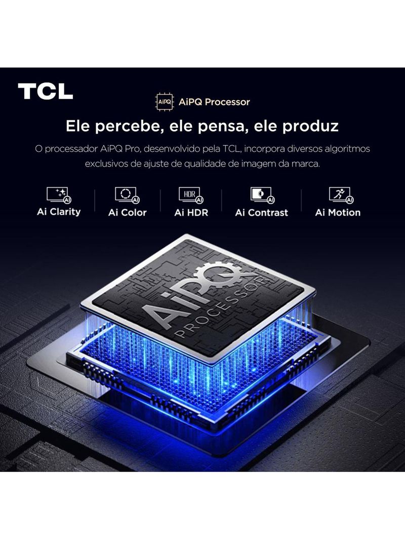 Smart tv 85” tcl 85p7k 4k qled uhd 60hz com sistema operacional google tv