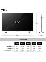 Smart tv 85” tcl 85p7k 4k qled uhd 60hz com sistema operacional google tv
