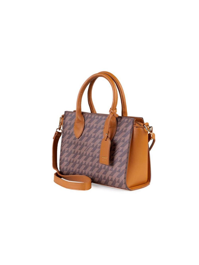 Bolsa de mão feminina média monograma bg marrom