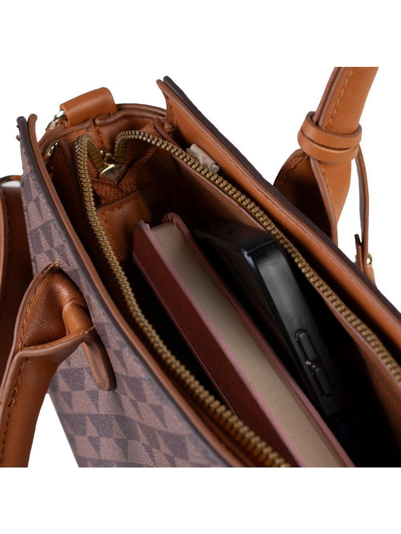 Bolsa de mão feminina média monograma bg marrom