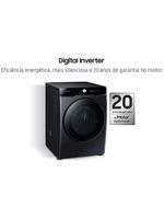 Lava e seca samsung smart wd18t com ai wash, digital inverter e ecobubble black inox - 18/10 kg