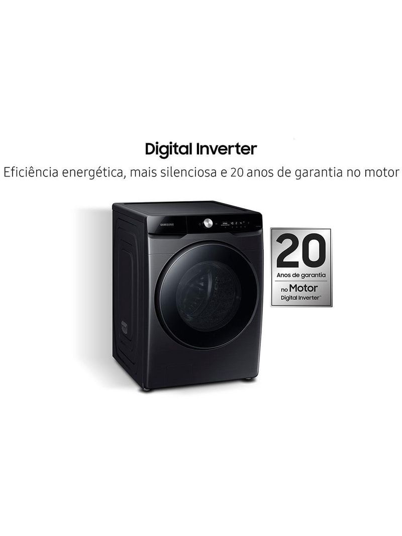 Lava e seca samsung smart wd18t com ai wash, digital inverter e ecobubble black inox - 18/10 kg