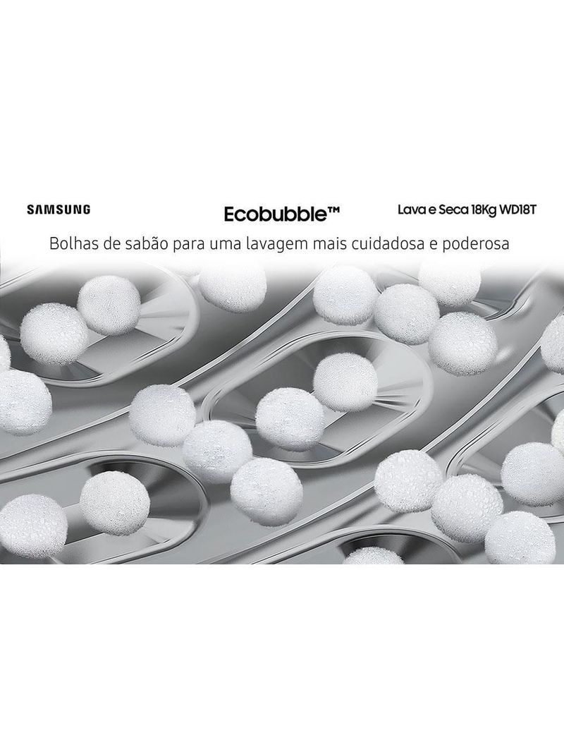 Lava e seca samsung smart wd18t com ai wash, digital inverter e ecobubble black inox - 18/10 kg