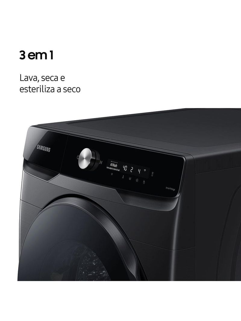 Lava e seca samsung smart wd18t com ai wash, digital inverter e ecobubble black inox - 18/10 kg