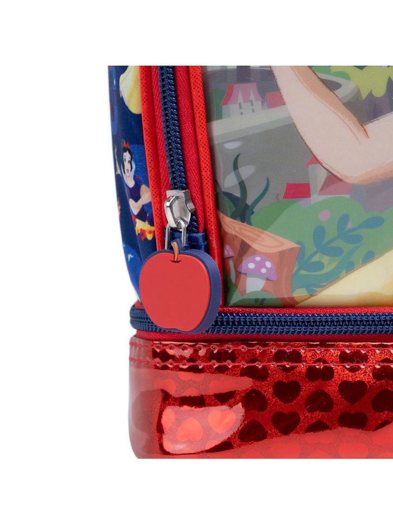 Lancheira térmica infantil feminina branca de neve azul escuro