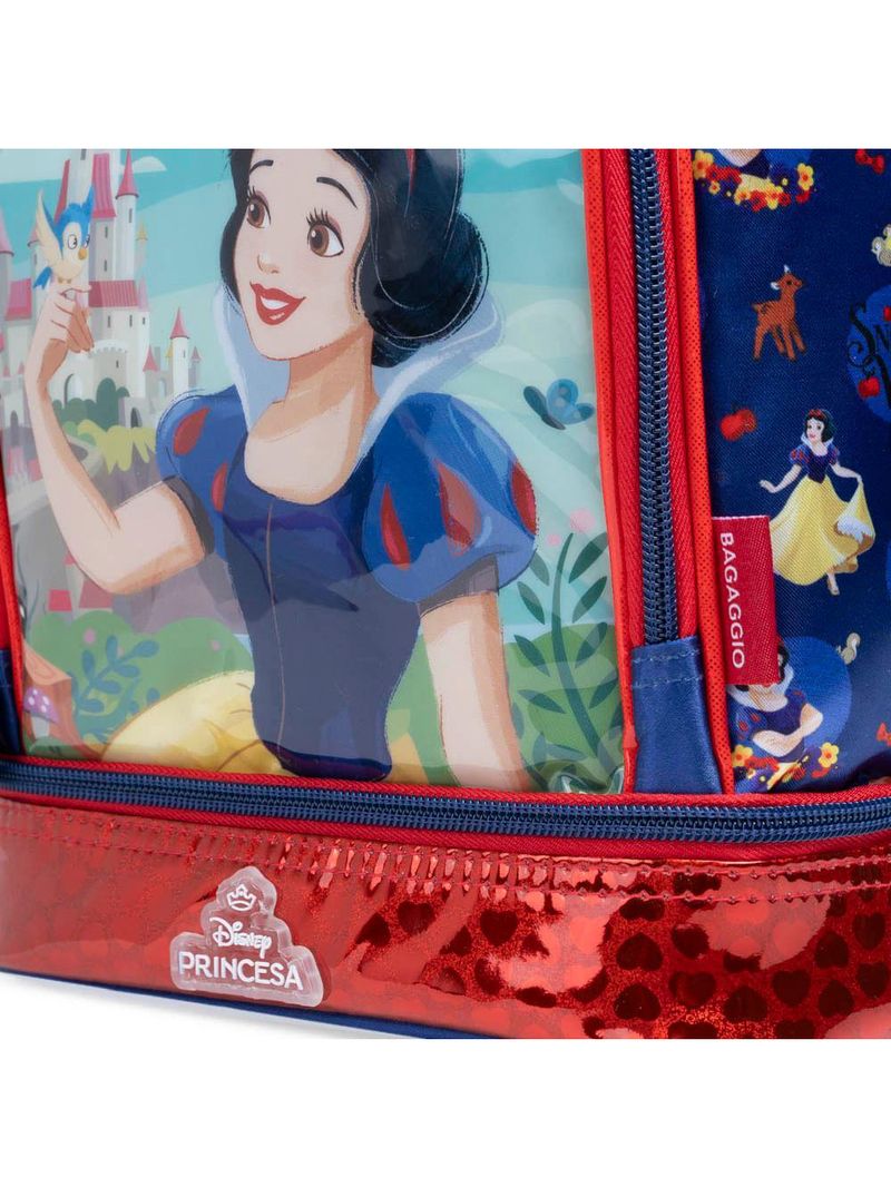 Lancheira térmica infantil feminina branca de neve azul escuro