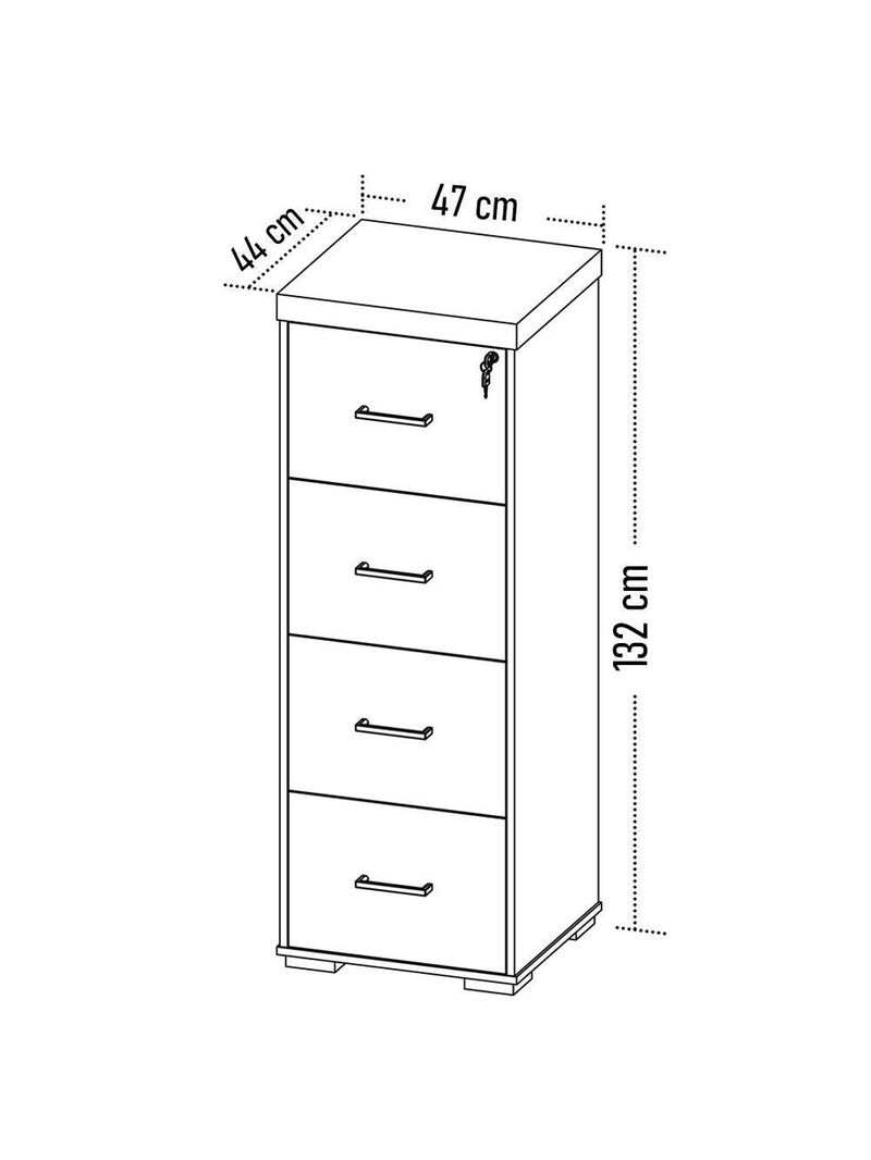 Armário Arquivo Pasta Suspensa 4 Gavetas Corp A06 Carvalho-branco - Mpozenato