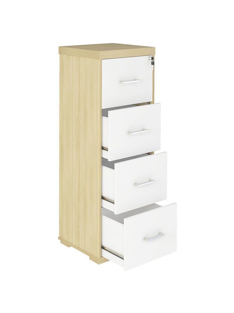 Armário Arquivo Pasta Suspensa 4 Gavetas Corp A06 Carvalho-branco - Mpozenato