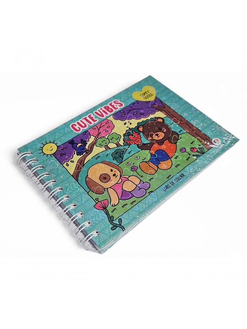 Livro De Colorir Cute Vibes Capa Dura Holográfica Verde