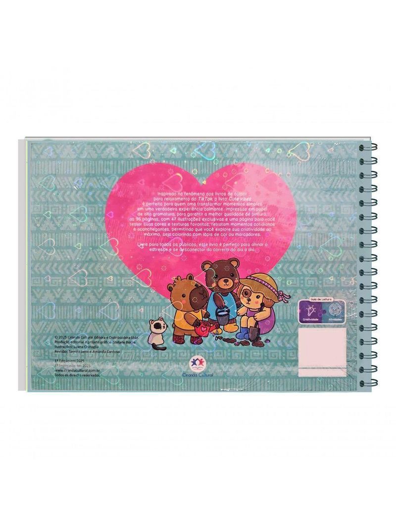 Livro De Colorir Cute Vibes Capa Dura Holográfica Verde