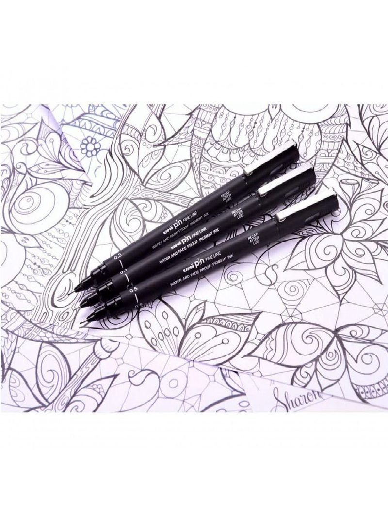 Caneta Uni Pin Fine Line 30mm Preta - Uni Ball 03