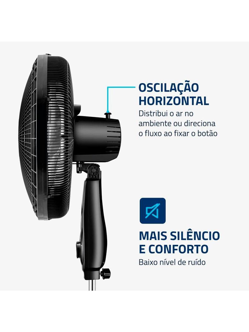 Ventilador de coluna 40cm mondial super power vsp40c 6 pás 3 velocidades preto/prata