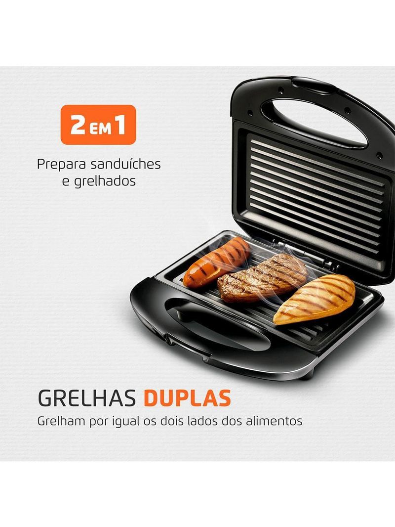 Sanduicheira mondial grill s-07 - preto/inox