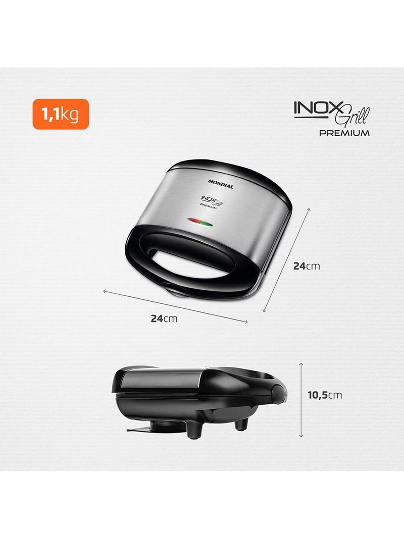 Sanduicheira mondial grill s-07 - preto/inox
