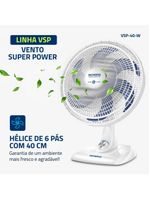 Ventilador de mesa 40cm mondial super power vsp40 w 6 pás 3 velocidades branco