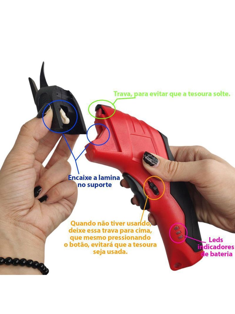 Tesoura Eletrica Sem Fio Corta Tecido Costura Tapete Papel Papelao Lamina Forte Artesanato Diy