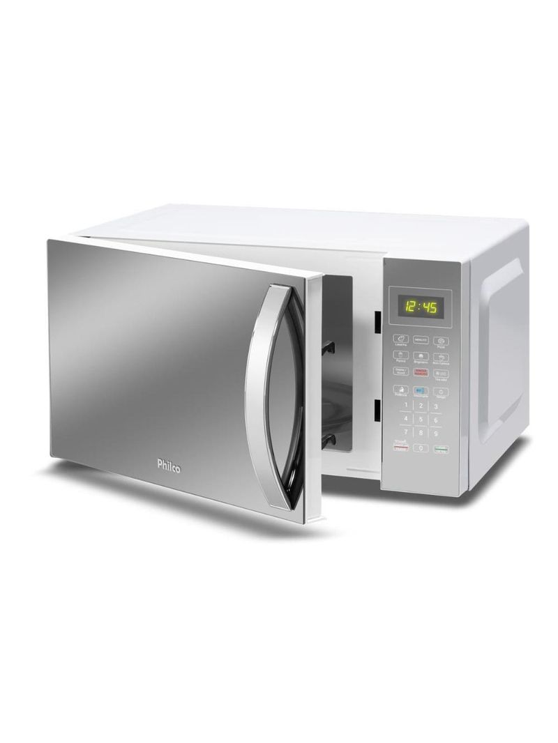 Micro-ondas philco pmo38e 1400w com função manter aquecido e tirar odor – branco espelhado