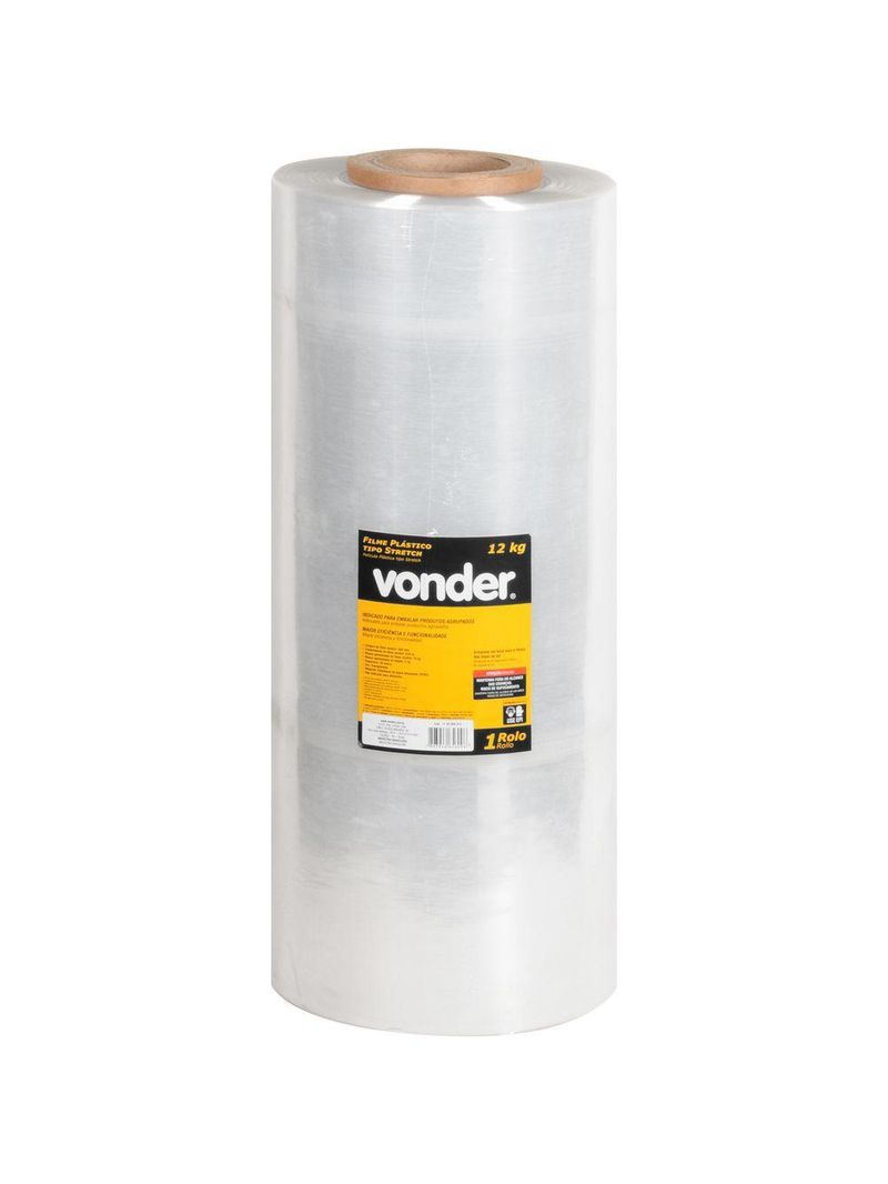 Filme stretch 500x870 m 25 micra rolo c/ aprox 12kg vonder