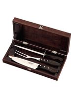 Kit churrasco tramontina inox castanho polywood estojo em madeira 4 peças