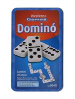 Jogo dominó com estojo em lata 28 peças