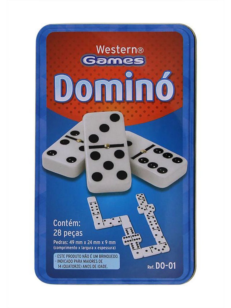 Jogo dominó com estojo em lata 28 peças