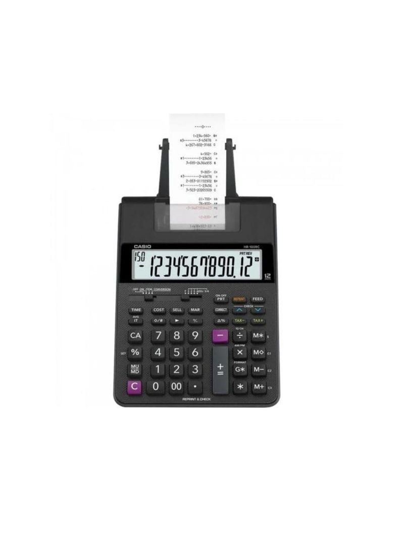 Calculadora com bobina casio hr-100rc 12 dígitos bivolt preta