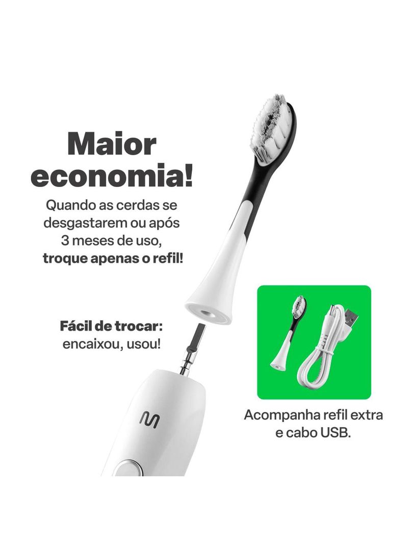 Escova elétrica sônica adulta clean pro 31k recarregável multi saúde - hc112