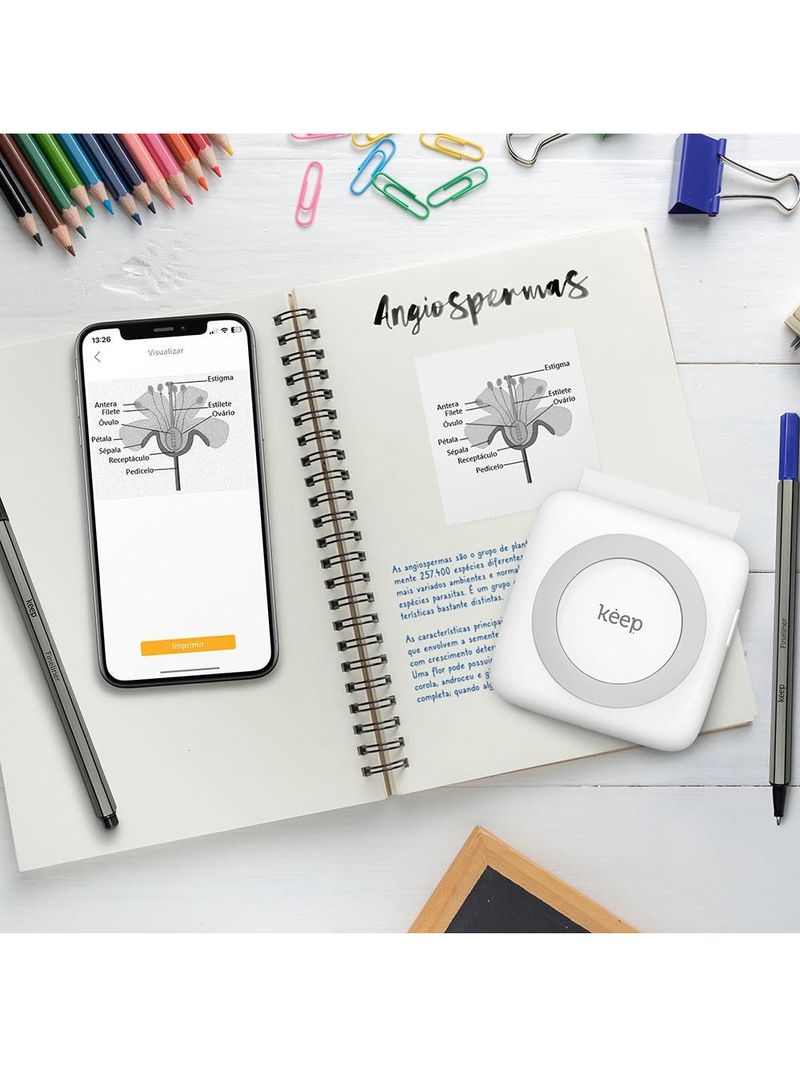 Mini impressora térmica sem fio keep - kp001