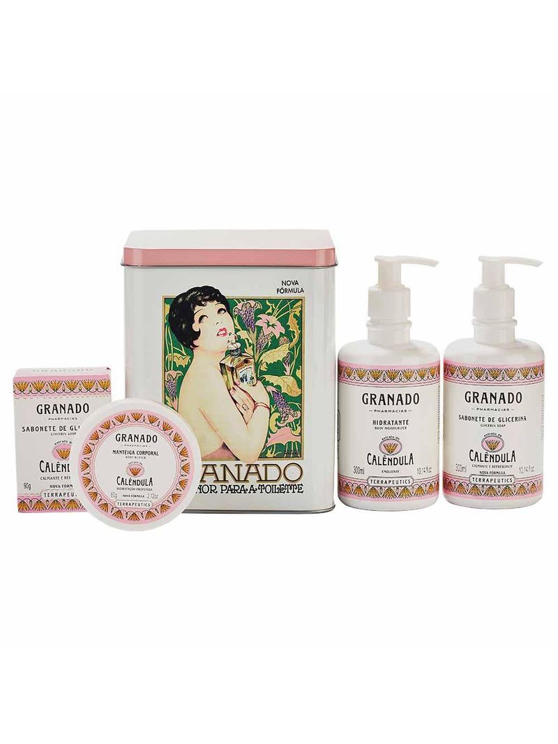 Granado terrapeutics kit - sabonete + sabonete líquido + hidratante + manteiga corporal + lata