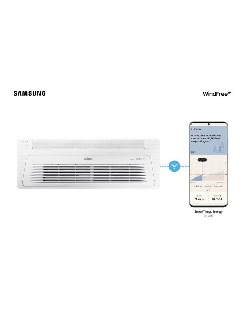 Ar Condicionado Cassete 1 Via Samsung WindFree Inverter 24000 BTUS Quente e Frio 220V