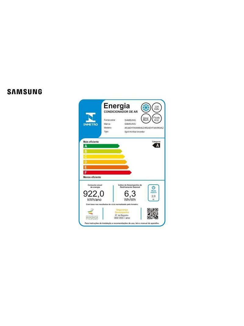 Ar Condicionado Inverter Samsung WindFree AI 24000 BTUs Frio