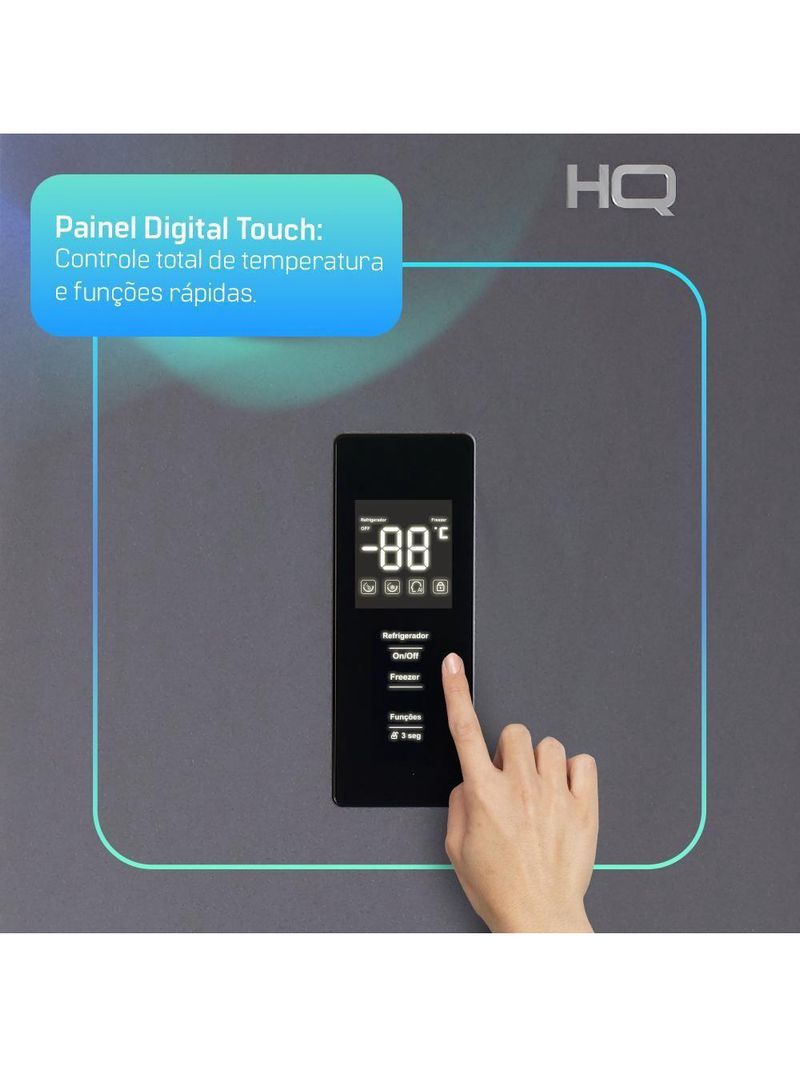 Geladeira Refrigerador HQ Frost Free Side By Side 460 Litros Cinza HQ-460SBSFF 220V