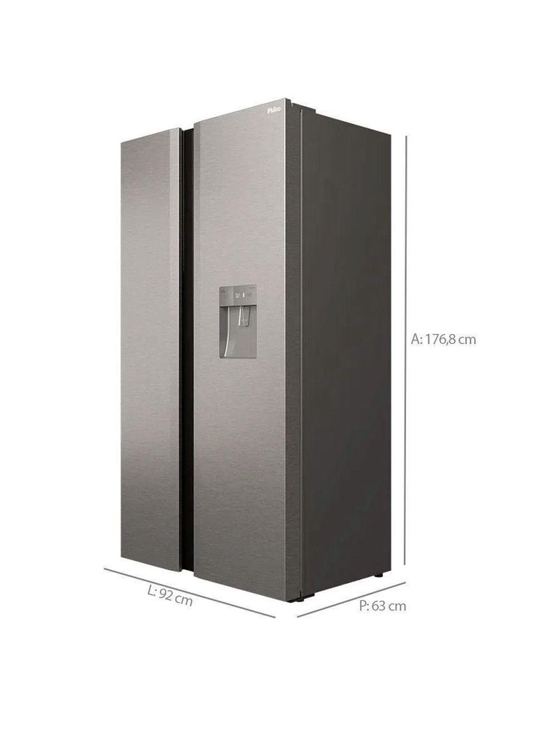 Refrigerador Side By Side Philco 486L Inox Eco Inverter PRF504ID Inox 220V