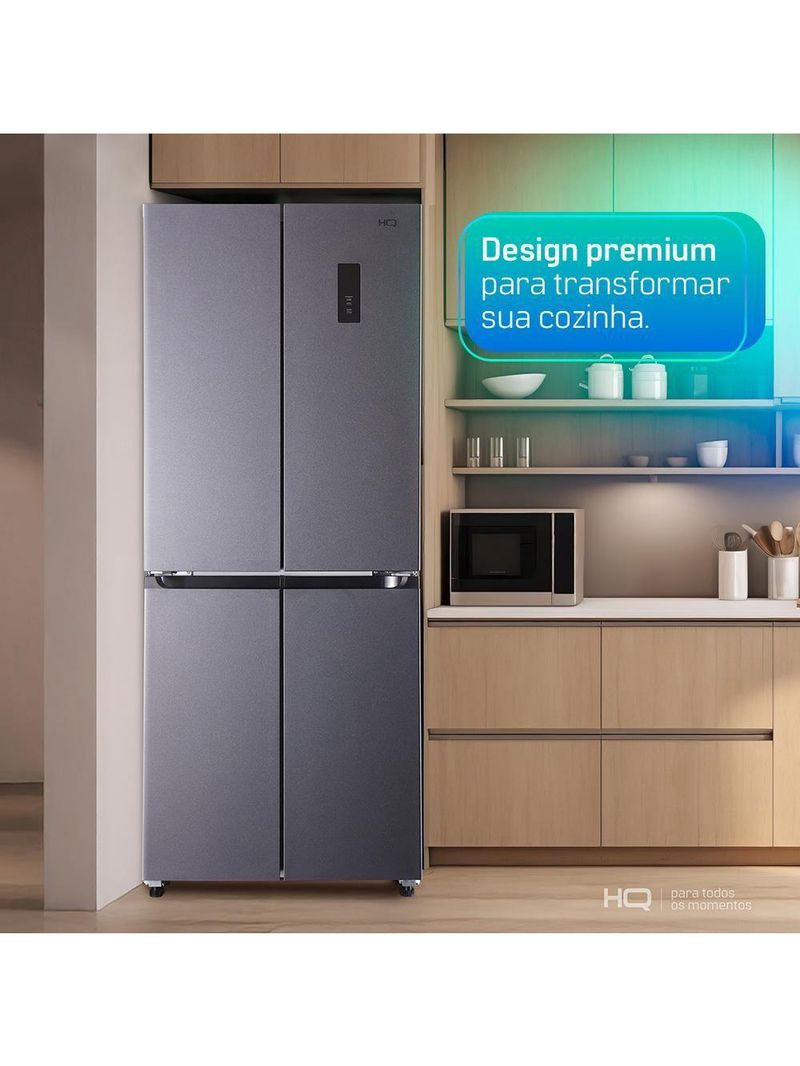 Geladeira Refrigerador HQ Frost Free Inverter Multidoor 426 Litros Cinza HQ-426MDFF 110V