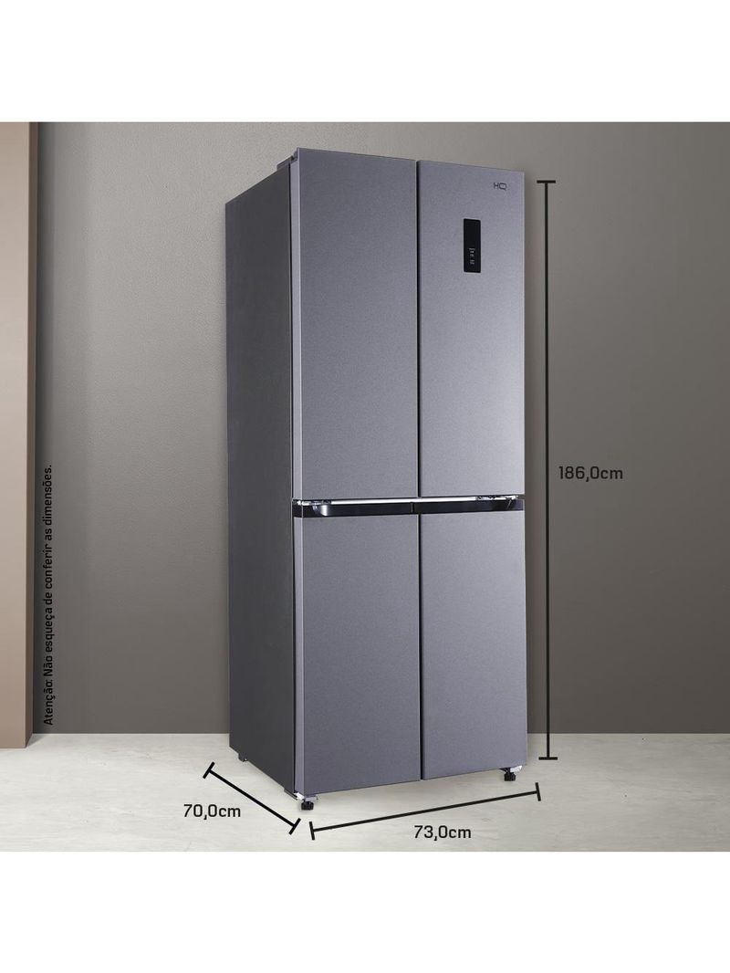 Geladeira Refrigerador HQ Frost Free Inverter Multidoor 426 Litros Cinza HQ-426MDFF 110V