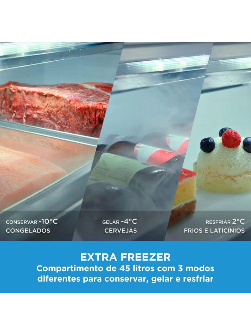Geladeira Frost Free Duplex 491L Inverter Inox Midea MD-RT650EVK463 Bivolt