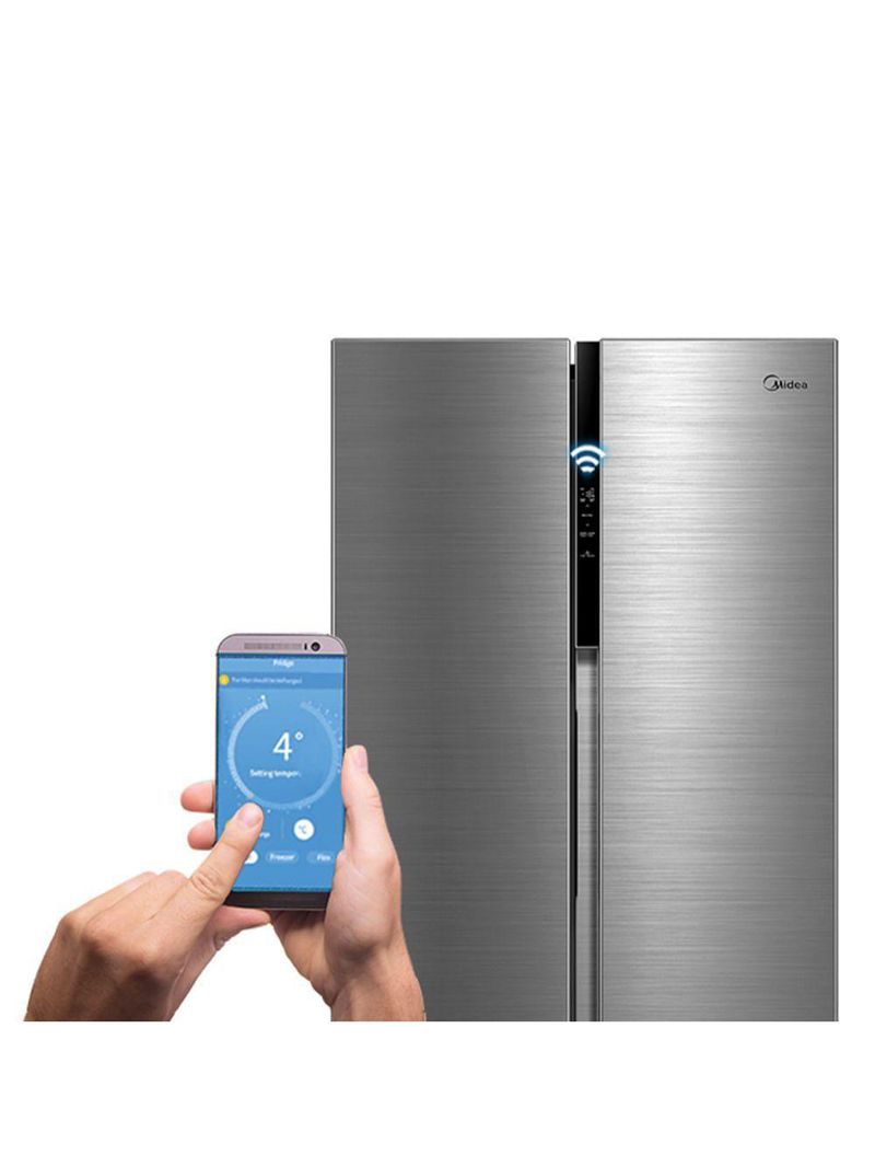 Refrigerador Side By Side 442l Inverter Cor Inox Conectada Midea Mdrs598fga041 - 127v
