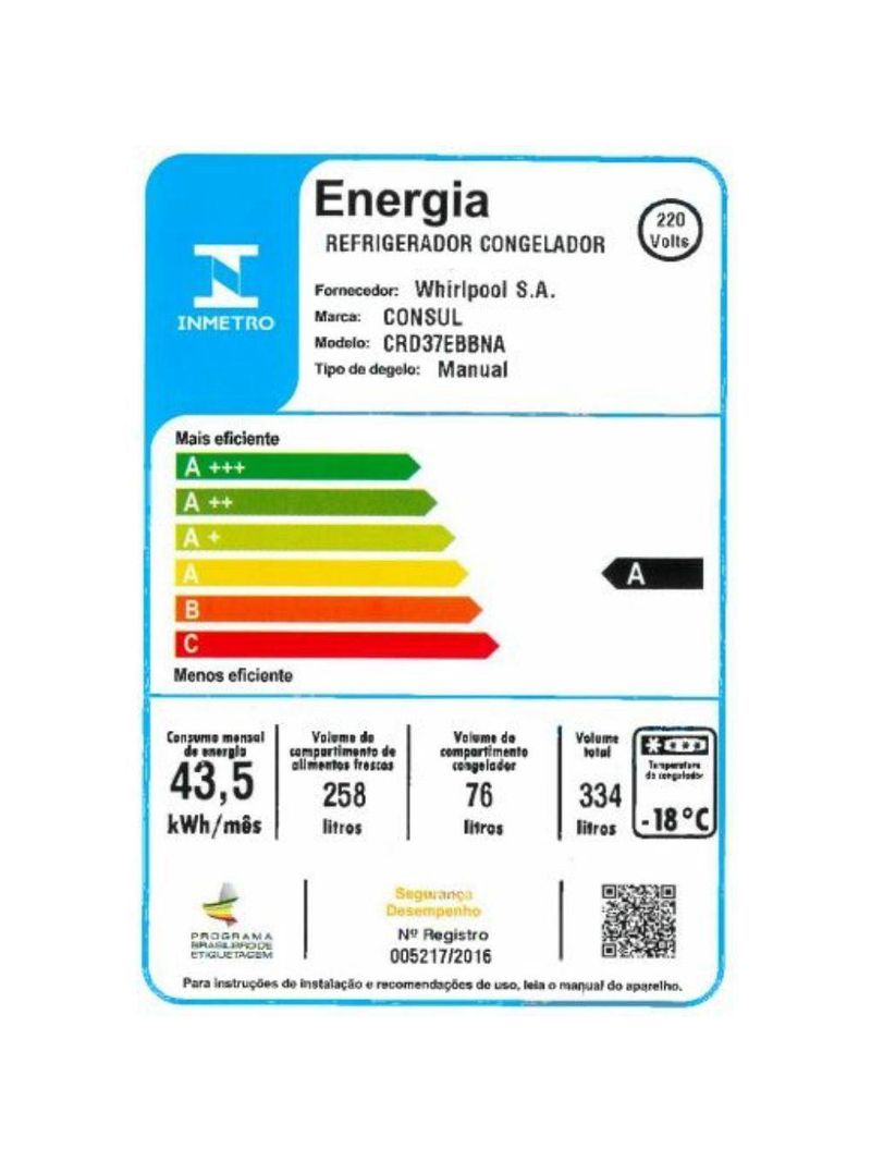 Refrigerador Consul Duplex 334 Litros Cycle Defrost CRD37 Branco 220 V