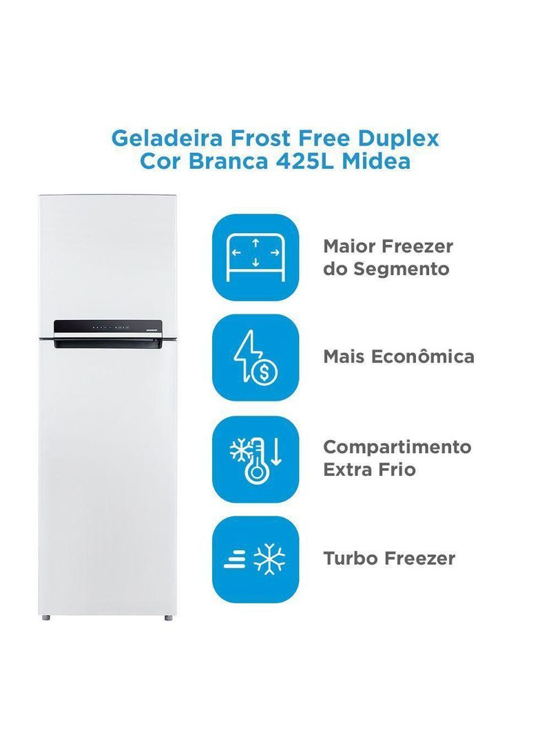 Geladeira Midea Frost Free Duplex 425L RT572EVD Branca 220V