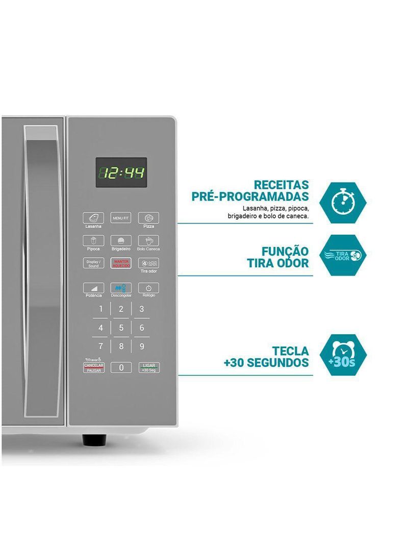 Micro-ondas Philco 28 Litros Limpa Fácil PMO30E 1100W Prata 220V
