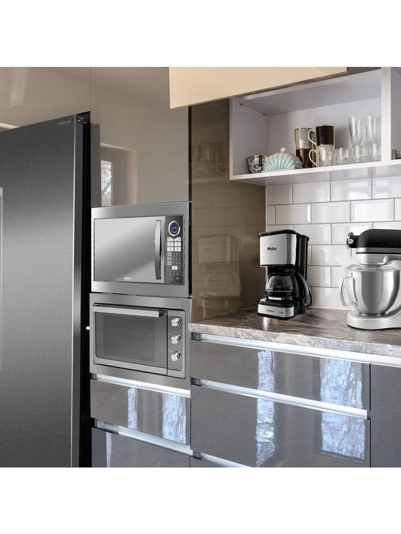 Micro-ondas de Embutir 30L Philco Espelhado 1400W PME31BM 110V