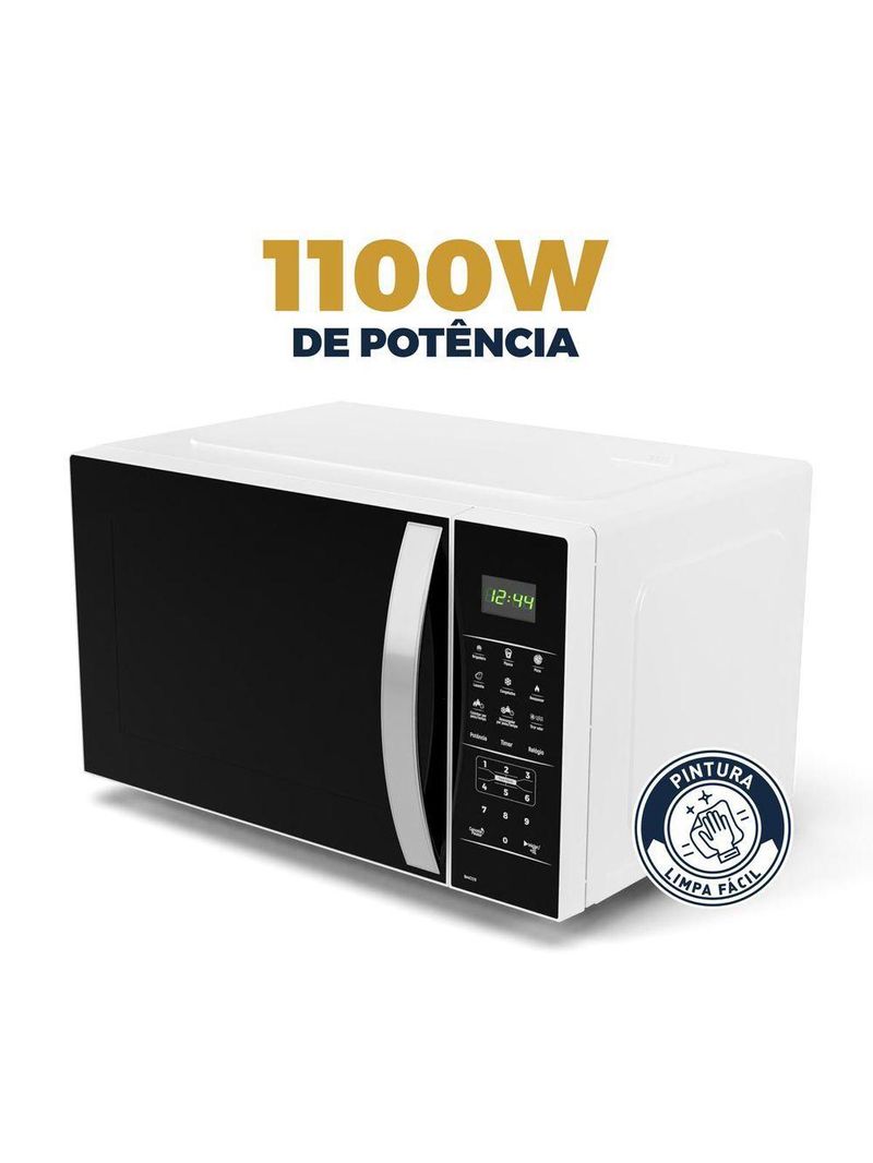 Micro-ondas Britânia 28L Branco Espelhado Limpa Fácil BMO30 110V