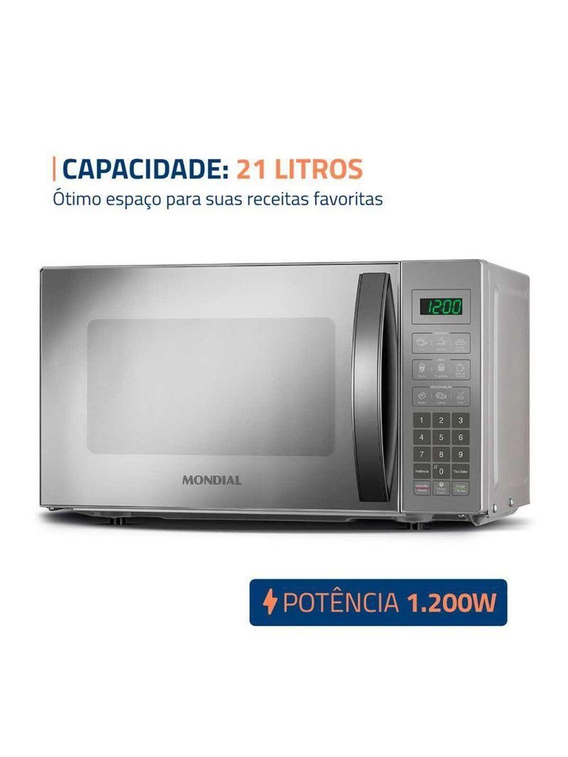 Micro-ondas Mondial 21 Litros MO-01-21-E Cinza Espelhado 220V