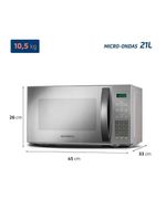 Micro-ondas Mondial 21 Litros MO-01-21-E Cinza Espelhado 220V