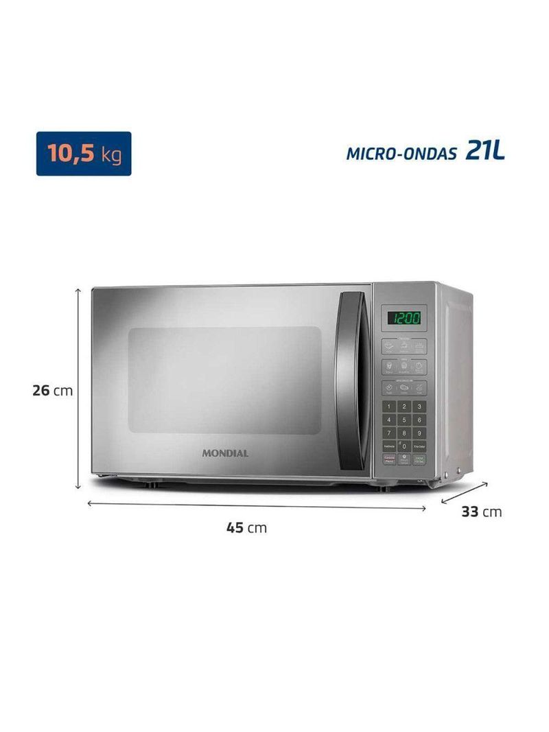 Micro-ondas Mondial 21 Litros MO-01-21-E Cinza Espelhado 220V