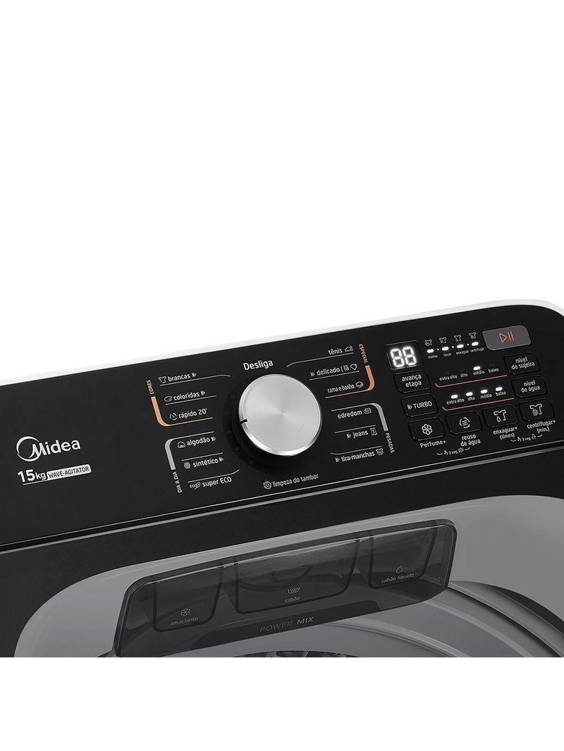Lavadora De Roupas Automática Midea 15kg MA512W150A-WKBR Reuso De Água Branca 220V