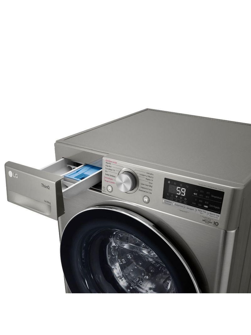 Lava E Seca LG Smart 14Kg VC4 Wi-fi E Inteligência Artificial Inox Wifi IA Inox 110V