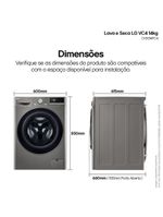 Lava E Seca LG Smart 14Kg VC4 Wi-fi E Inteligência Artificial Inox Wifi IA Inox 110V