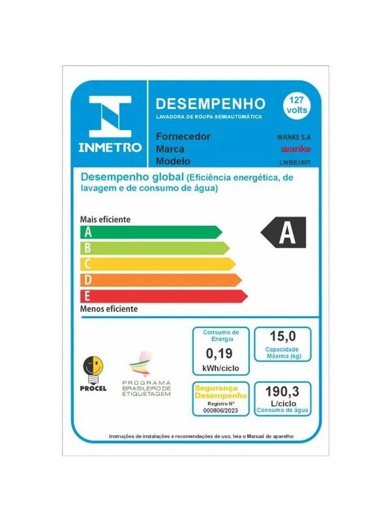 Lavadora De Roupas Semiautomática Premium 15 Kg Silver Wanke 127V